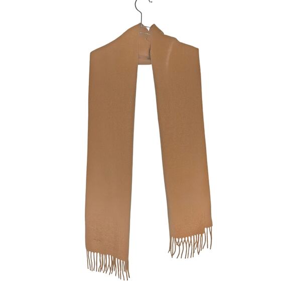 L'auberge 100% Cashmere Caramel Fringe Scarf Quiet Luxury Minimalist Renaissance - Picture 1 of 4